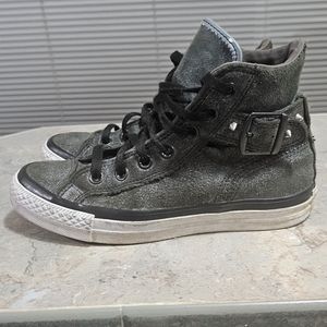 Leather Chuck Taylor All Star High Top with Spiked Buckle by Converse